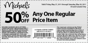 Michael's Coupon: 50% off any Single Item