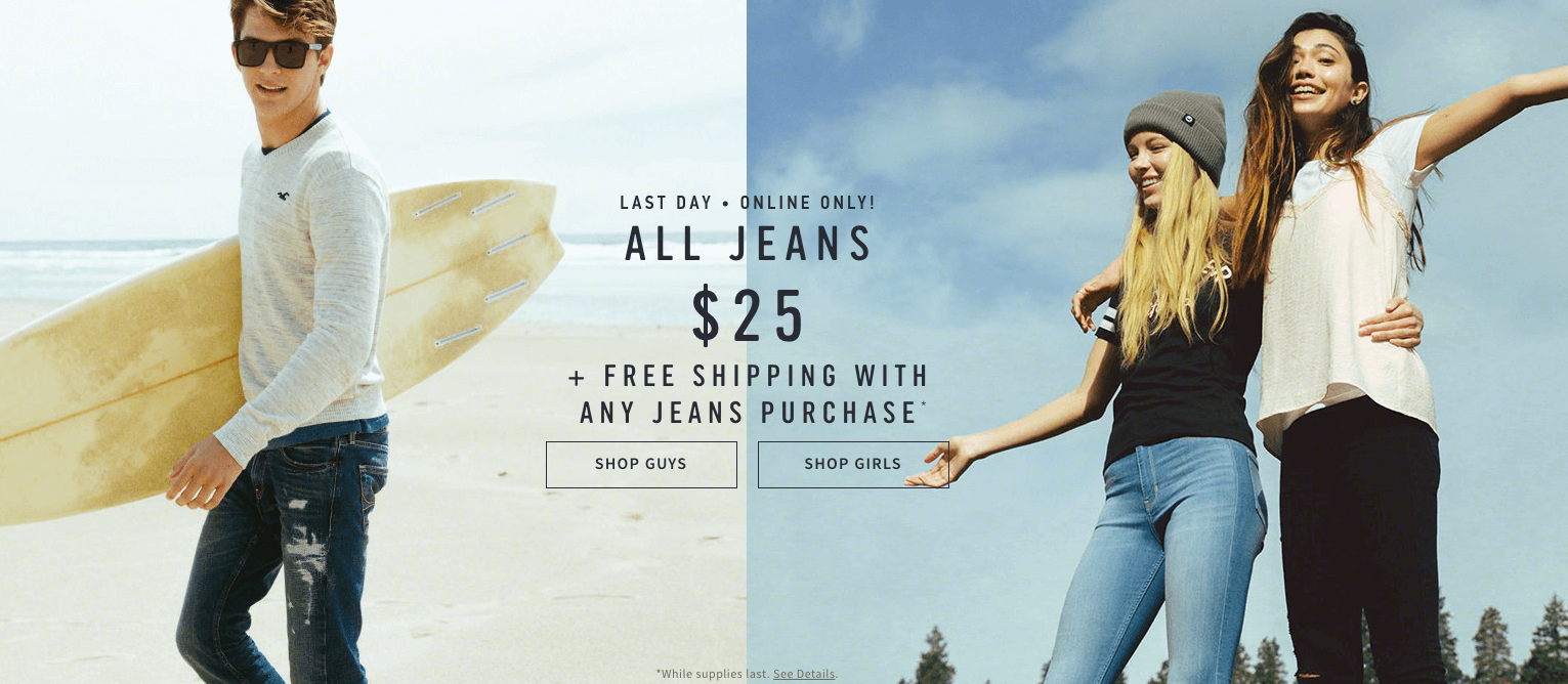 hollister all jeans $25