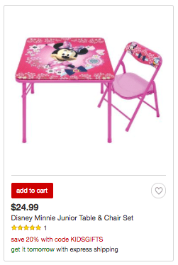 minnie mouse table & chair set target