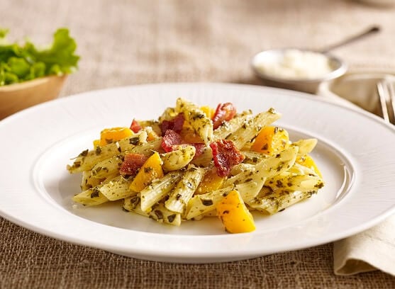 Pesto Sauce with Penne Butternut Squash and Bacon