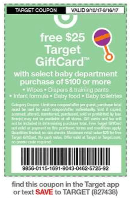 target $25 gift card with $100 baby purchase