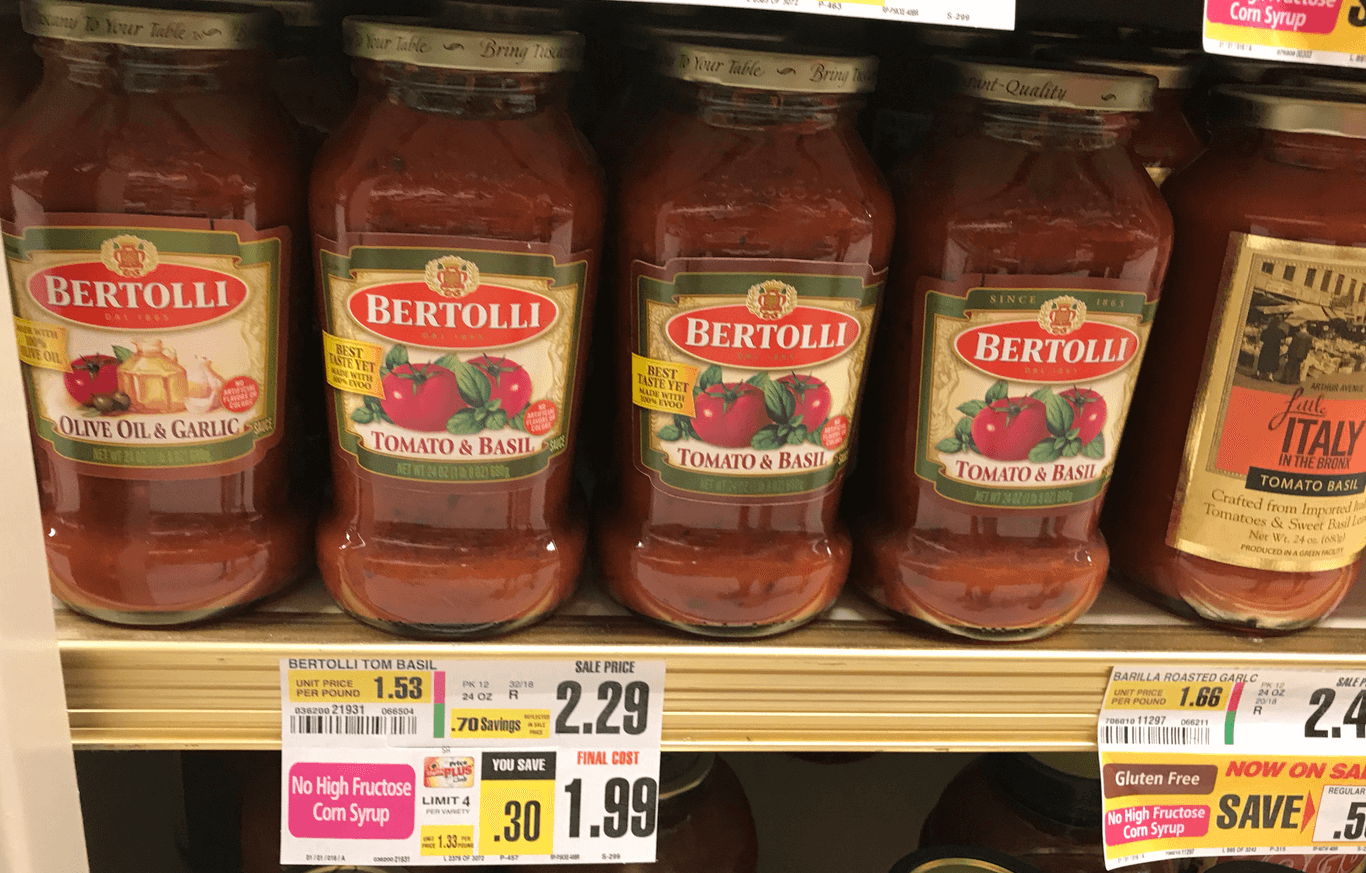 Save on Bertolli Pasta Sauce Olive Oil Basil & Garlic Organic