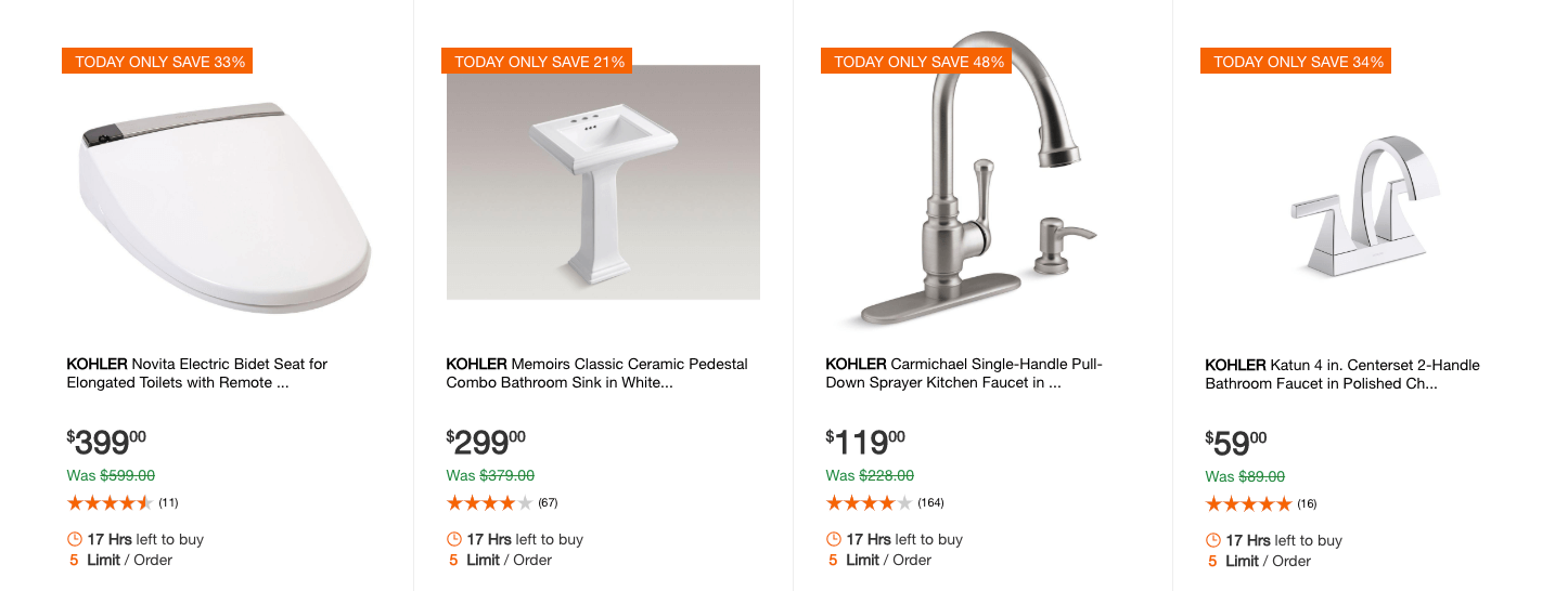 Home Depot Up to 48 off Select KOHLER Toilets Bathroom Hardware and