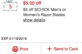 Schick Coupons January 2019