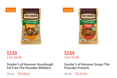 Snyder’s of Hanover Coupons January 2019