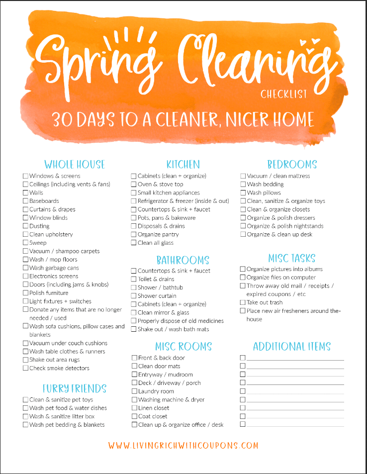 Spring Clean in 30 Schedule