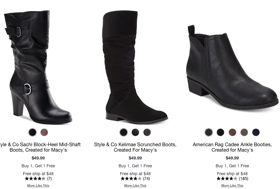 macy's buy one get one free boots