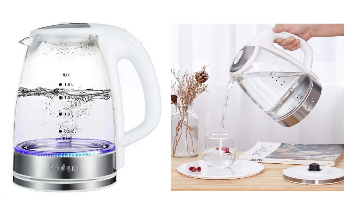 Gohyo 2-Liter Glass Electric Tea Kettle for Fast Boiling, Hot