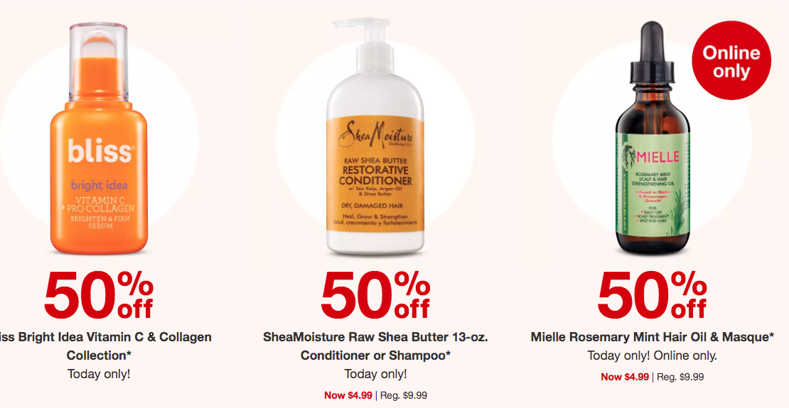 Target 50 Off Bliss, SheaMoisture, & Mielle + 10 GC for 40 Beauty