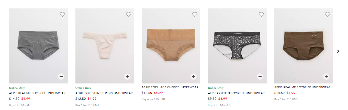 American Eagle Aerie Underwear 6 for $15 {Reg. up to 14.50/Each