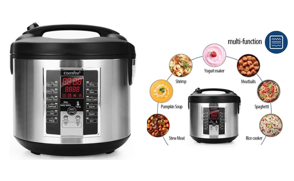 Rice Cooker With Non Stick Stainless Steel Inner Pot - Comfee