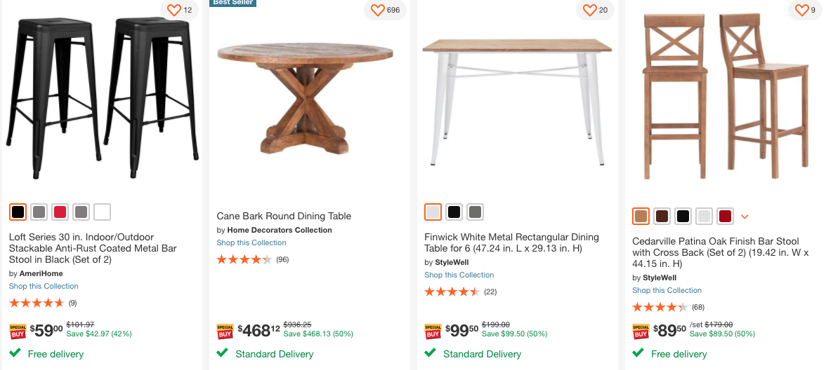 40 Off Kitchen Dining Room Furniture At Home Depot Stools Tables More Living Rich With Coupons