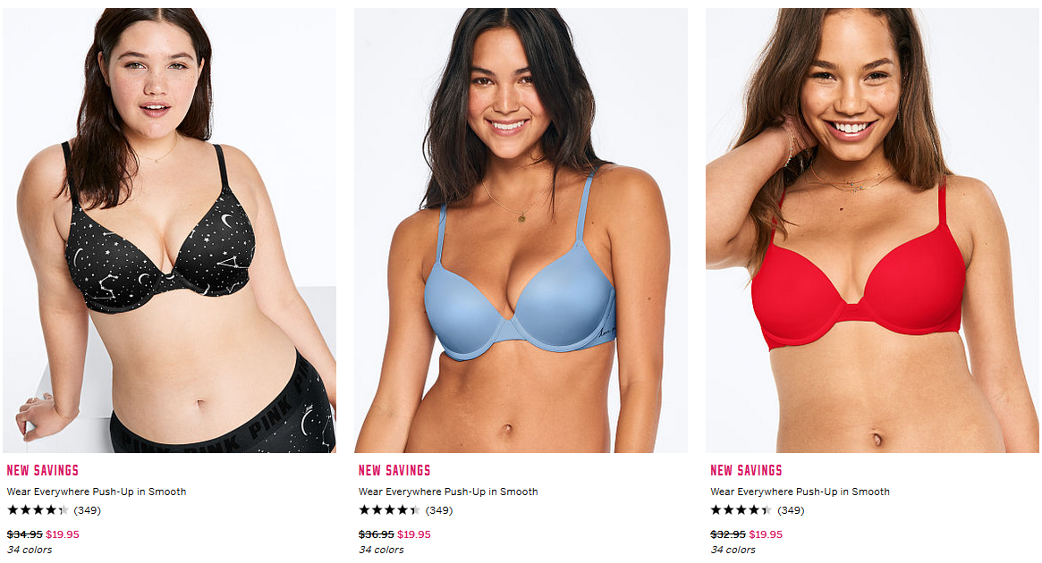 PINK Wear Everywhere Bras $19.95 (Reg. up to $36.95) at Victoria's