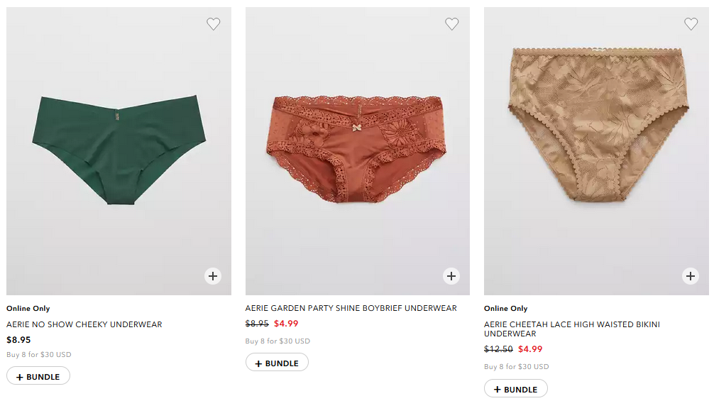 American Eagle Aerie Underwear 8 for $30 {Reg. up to 14.50/Each}!