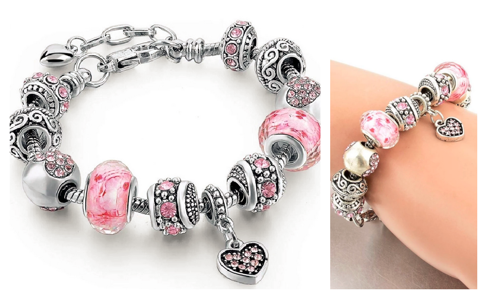 Austrian Crystal Pink Charm Bracelet
