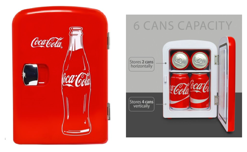 Coca-Cola 4 Liter, 6 Can Portable Fridge Mini Cooler 