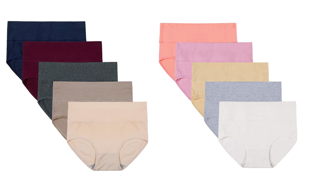  INNERSY Womens High Waisted Underwear Cotton Panties Regular  & Plus Size 5-Pack