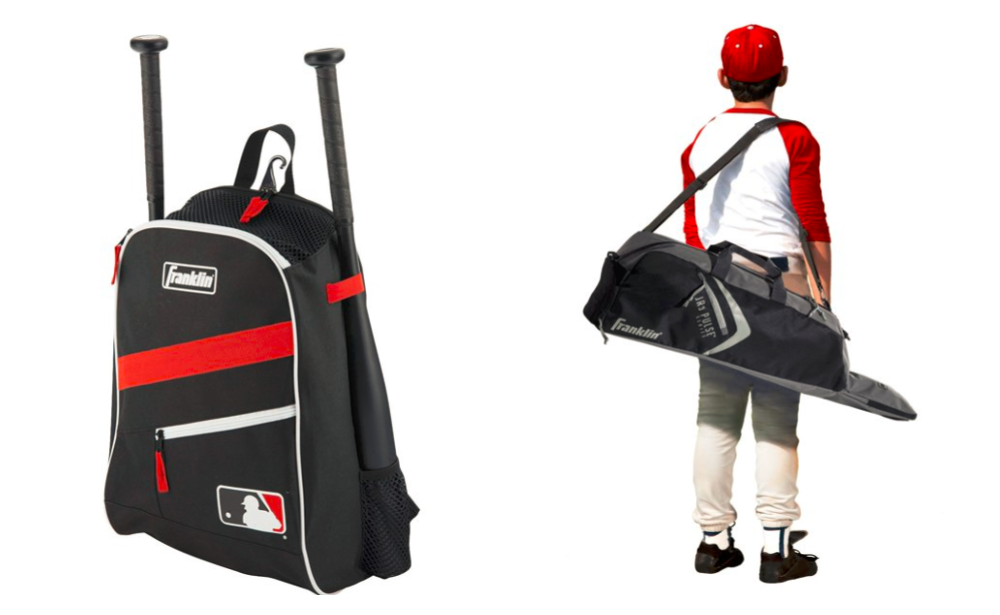 Franklin Sports MLB Batpack Bag - Youth Baseball, Softball and Teeball Bag  - Black/Red 