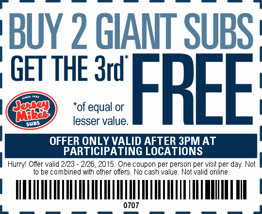 Coupon – B2G1 FREE Giant Subs 