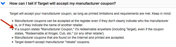 target coupon policy