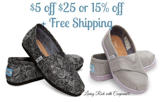 TOMS Shoes Coupon Codes: $5 off $25 