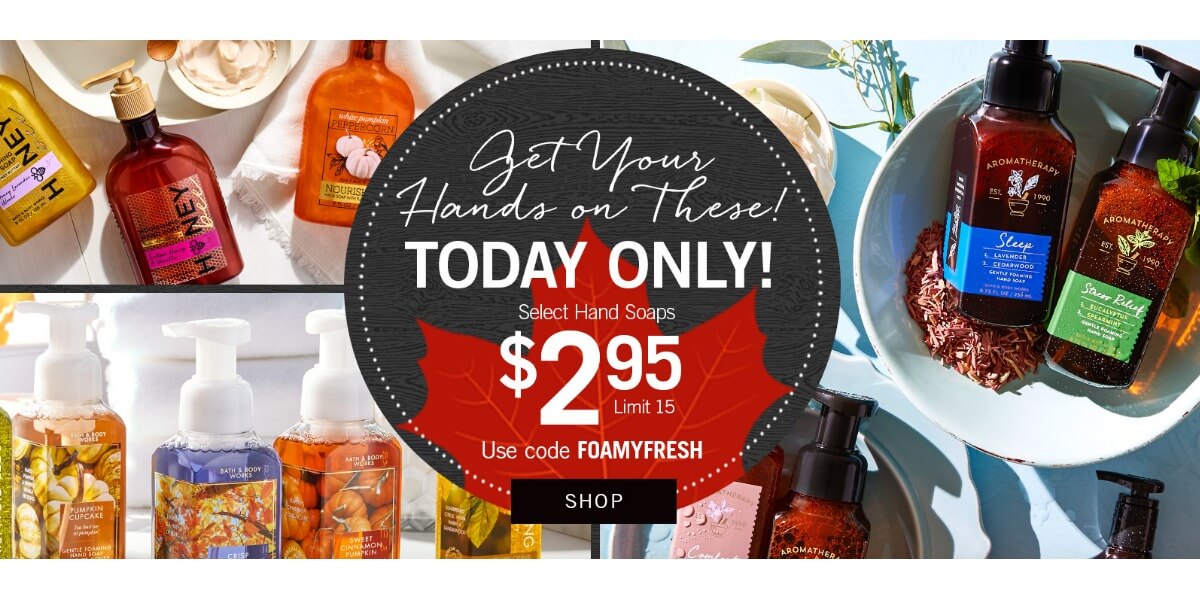 Today Only! Bath and Body Works 2.95 Hand Soaps Living Rich With
