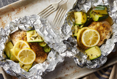 Lemon Chicken and Zucchini Foil Packs