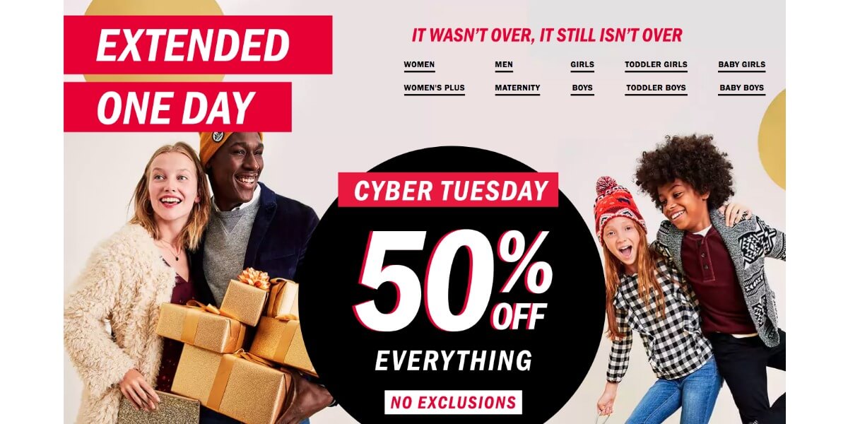 EXTENDED! Old Navy Cyber Tuesday 50 Off Entire Purchase Living Rich