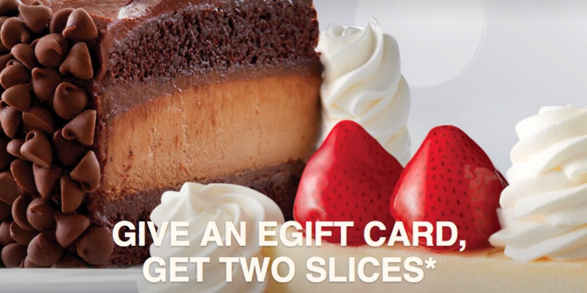 Today Only! The Cheescake Factory Buy $25 Gift Card Get 2 ...