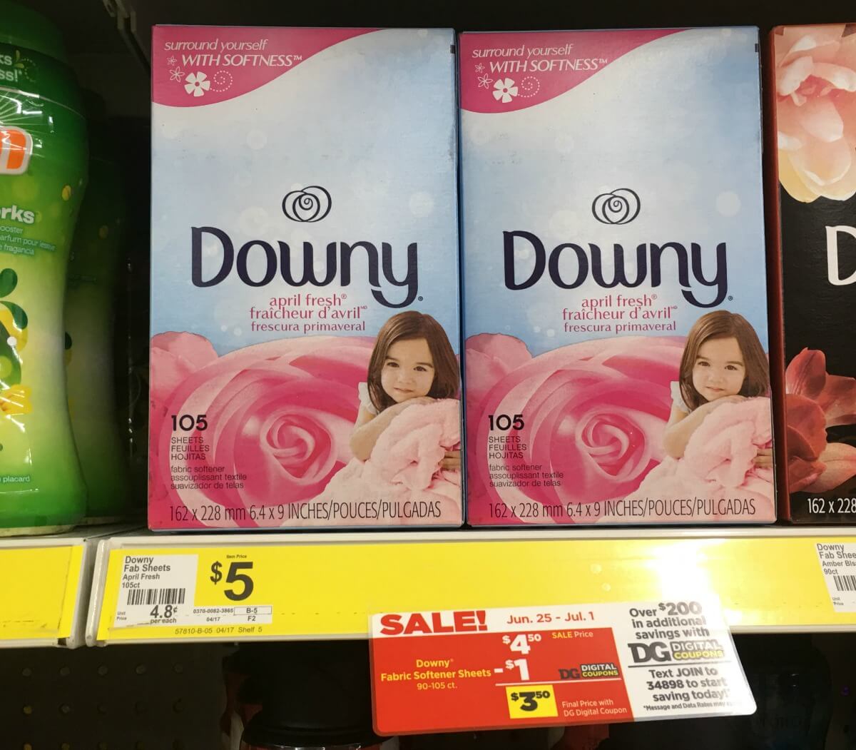 DOWNY - Downy April Fresh Fabric Softener Sheets 105 Count (105