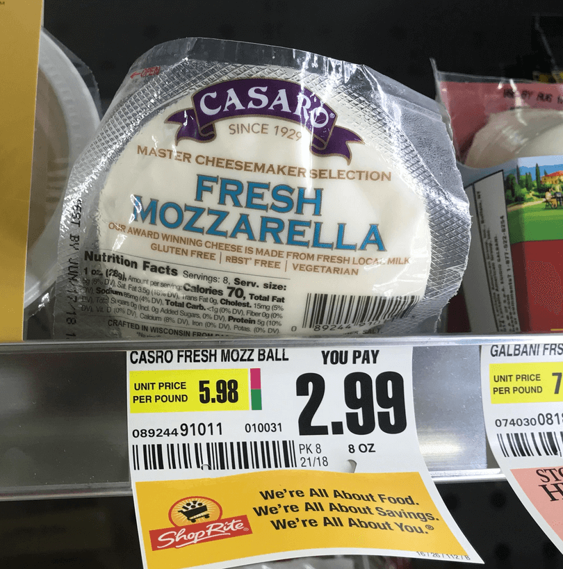 Casaro Fresh Mozzarella Cheese Just $0.49 At Shoprite! {ibotta 