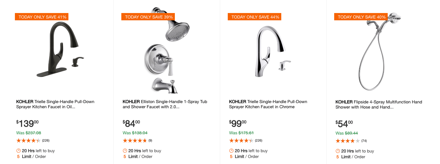 Home Depot Up to 66 off Select KOHLER Toilets Bathroom Hardware and