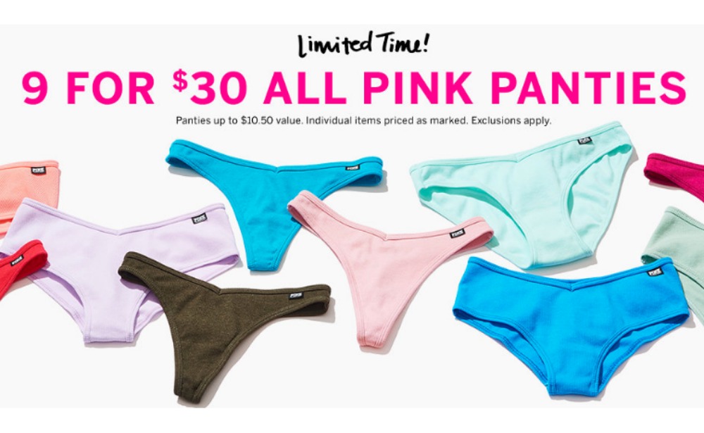 Today Only! All PINK Panties 9 for $30 (Reg. Up to $10.95 each ...