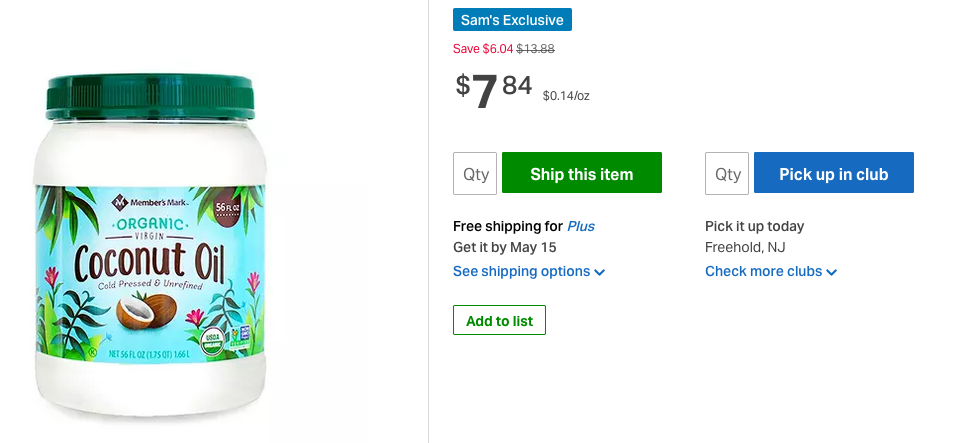 Member's Mark Organic Virgin Coconut Oil (56 oz.) $ (Reg. $) at Sam's  Club! | Living Rich With Coupons®