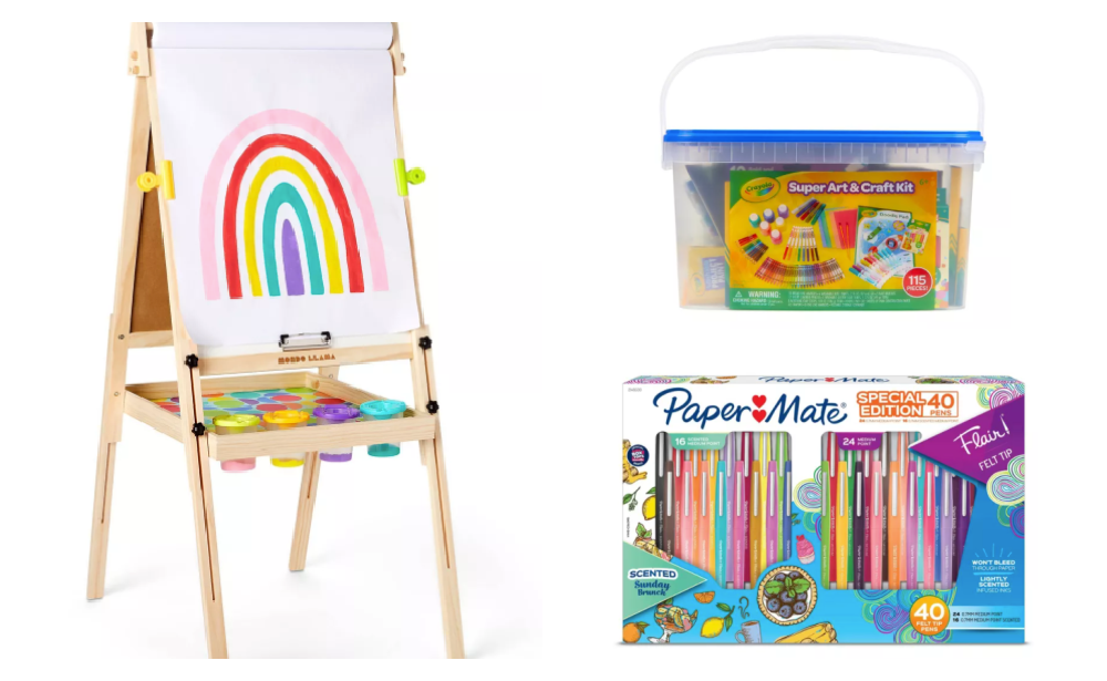 2-sided Dry Erase/Chalkboard Collapsible Easel with No-Spill Paint