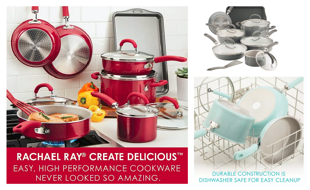 Rachael Ray® Create Delicious 13-pc. Aluminum Nonstick Cookware Set $33.99  after Rebate & Kohl's Cash (reg. $219.99)