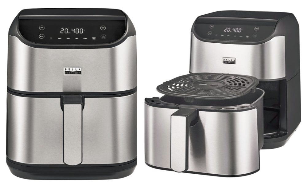 bella pro series 6.3 qt touchscreen air fryer stainless steel