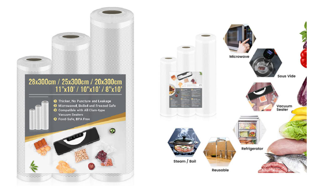 2~40 Rolls 8 x 50' Vacuum Sealer Bags Food Saver Embossed Storage