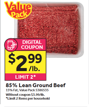 85% Lean Ground Beef only $2.99lb at Stop & Shop, JUST USE YOUR PHONE