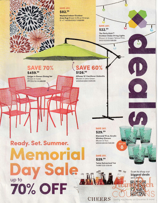 Wayfair Memorial Day Sale Printable Ad + 10 off! Living Rich With