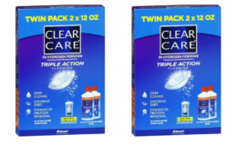 65% Off Clear Care Triple Action Cleaning & Disinfecting Solution 2 Pk at Amazon