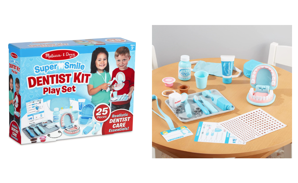 Melissa & Doug Super Smile Dentist Kit With Pretend Play Set of Teeth And  Dental Accessories (25 Toy Pieces) - Pretend Dentist Play Set, Dentist Toy