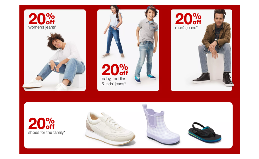 Target 4 Day Sale 20 Off Jeans and Shoes for the Family Living