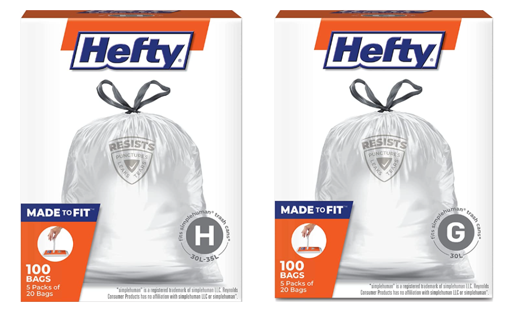 Hurry! 50% Off + Extra 50% Off Hefty Made to Fit Trash Bags 100 Count –  Fits Simplehuman