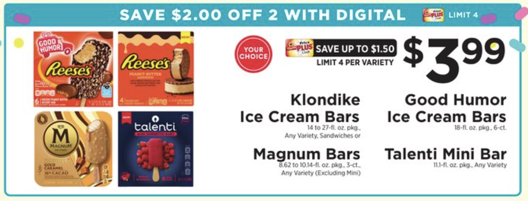 Magnum & Talenti Ice Cream Bars deals as low as $1.49 at ShopRite ...