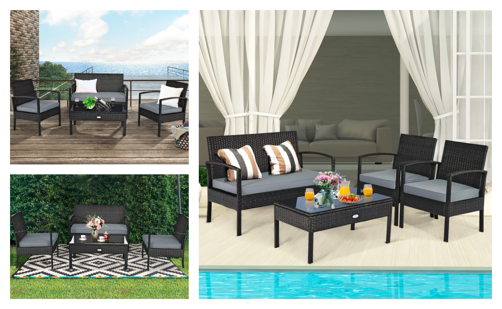 Maincraft 4-pieces Outdoor Wicker Sofa Set, Patio Furniture with