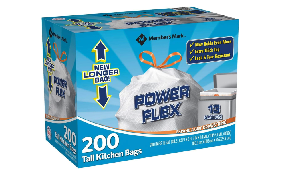 200-Ct Member's Mark Power Flex Tall Kitchen Drawstring Bags in 2023