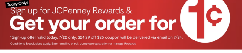 JCPenney coupon gets you $24.99 off of a $25 purchase. How to sign up for  'Power of a Penny' 