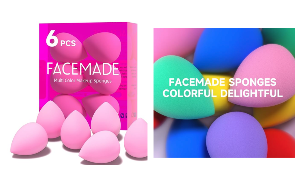 Facemade 6 Pcs Makeup Sponges Set, Makeup Sponges for Foundation, Latex Free Beauty Sponges, Pink