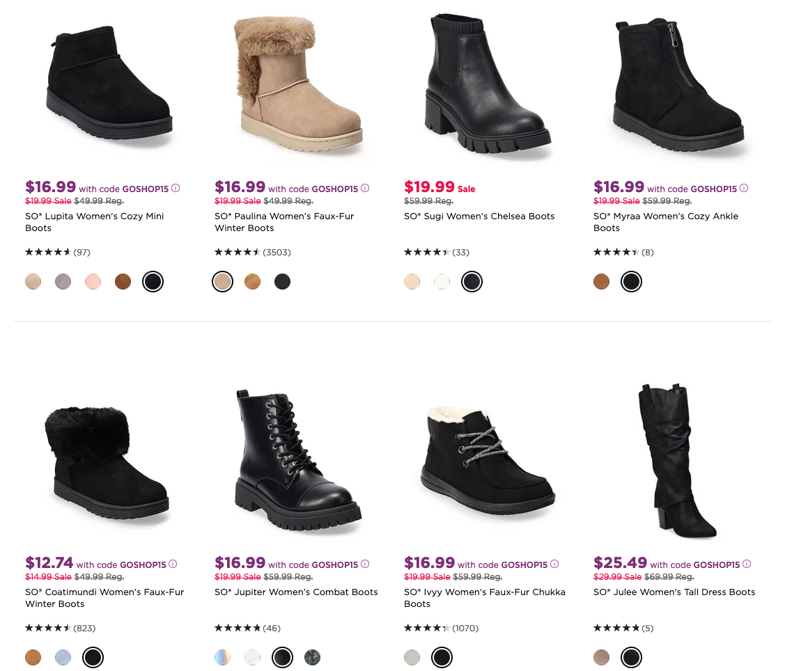 Kohls womens hotsell boots clearance